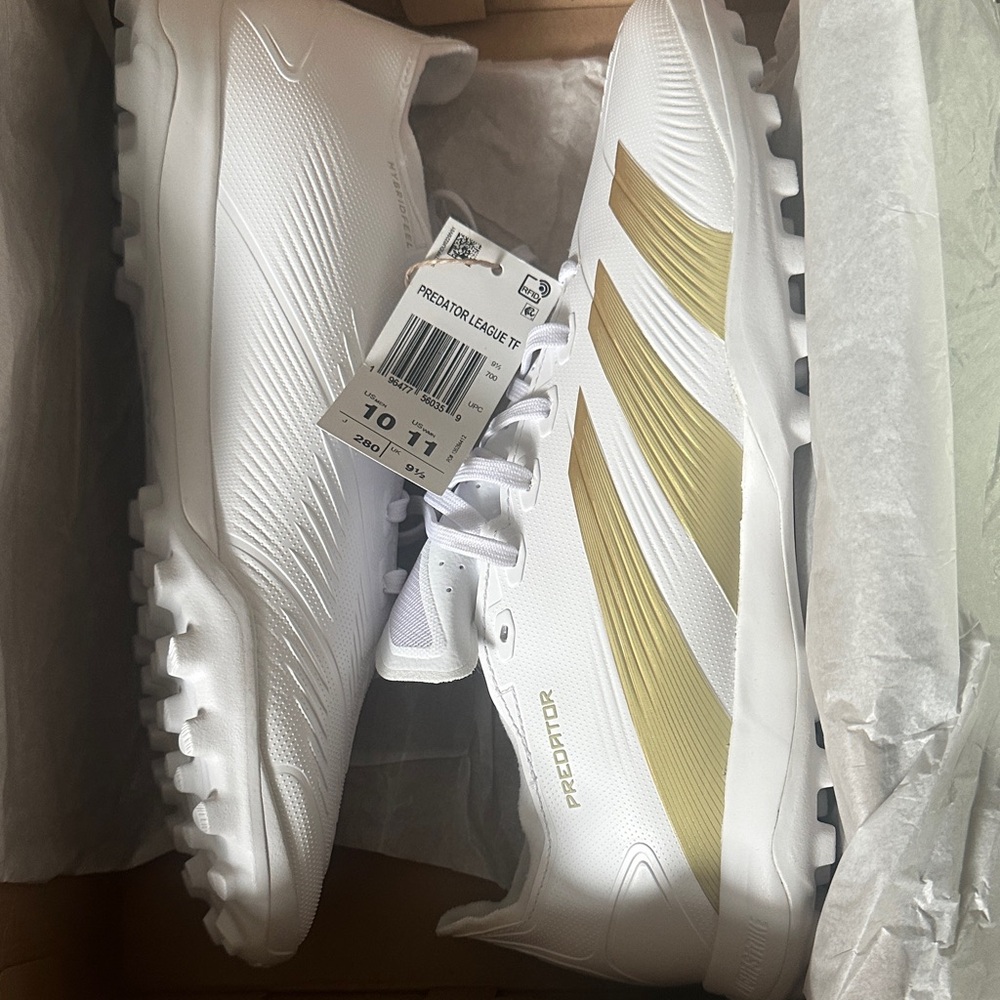 Adidas Predator TF Shoes - White and Gold